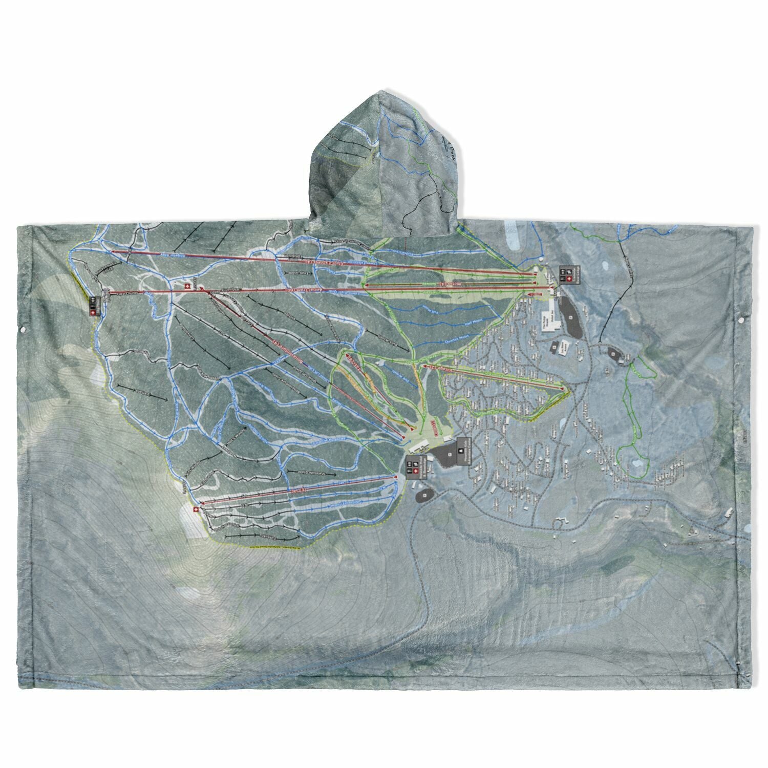 Jay Peak, Vermont Ski Resort Map Flannel Blanket Poncho