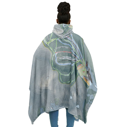 Oak Mountain, New York Ski Resort Map Flannel Blanket Poncho