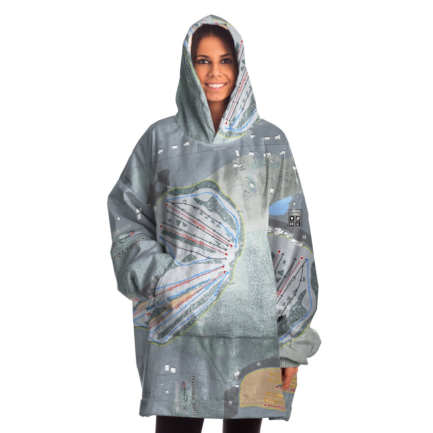 Nashoba Valley, Massachusetts Ski Trail Map Snug Hoodie