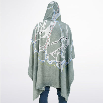 Harper Mountain, British Columbia Ski Resort Map Flannel Blanket Poncho