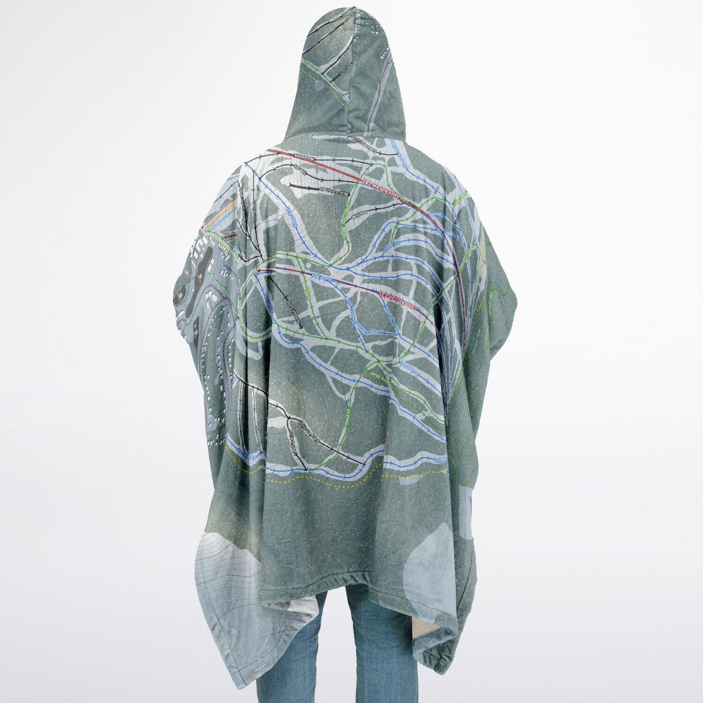 Apex Mountain, British Columbia Ski Resort Map Flannel Blanket Poncho