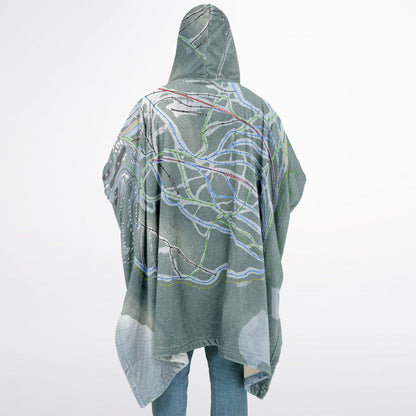 Apex Mountain, British Columbia Ski Resort Map Flannel Blanket Poncho