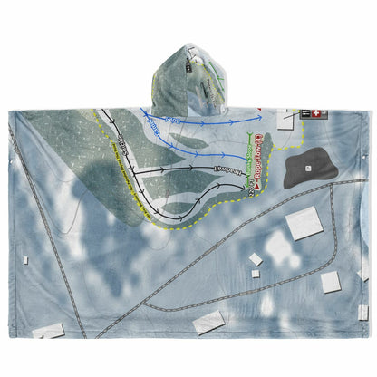 Pinnacle Ski Club, Maine Ski Resort Map Flannel Blanket Poncho