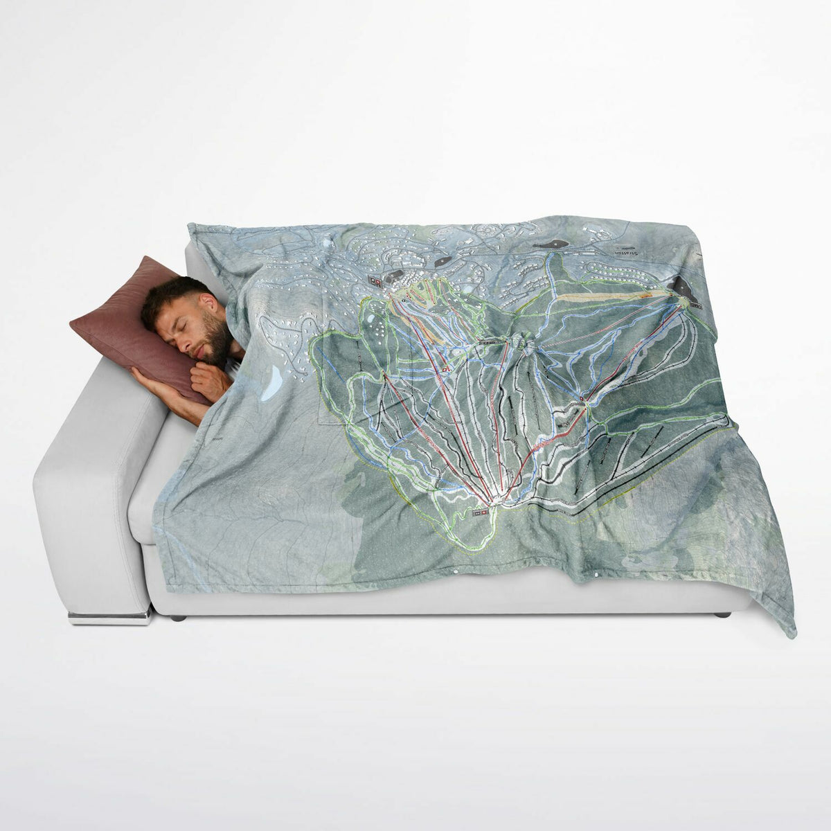 Stratton Mountain, Vermont Ski Resort Map Flannel Blanket Poncho