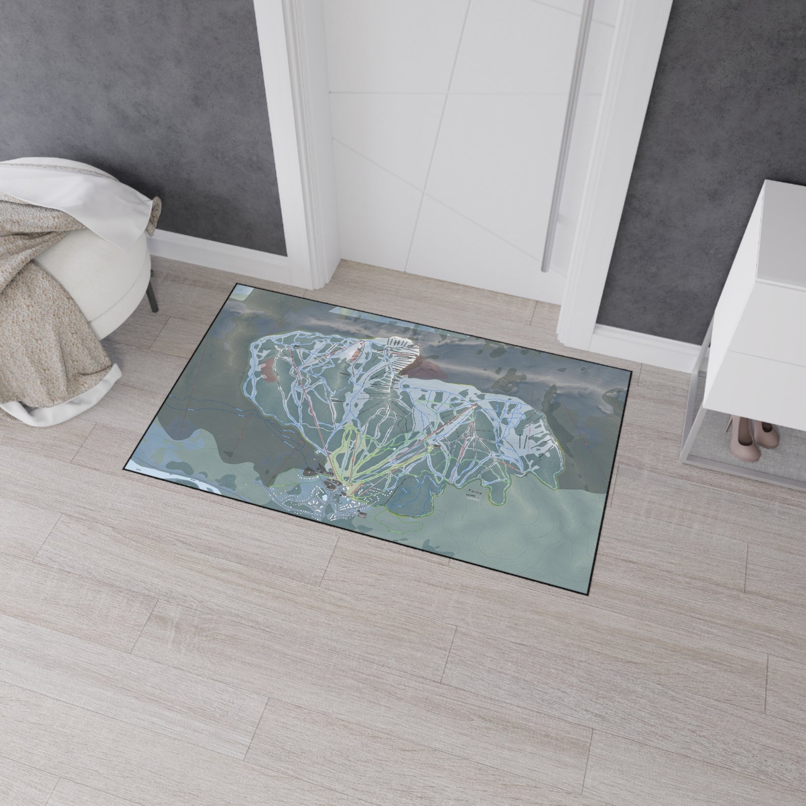 Fernie, British Columbia Ski Resort Map Heavy Duty Floor Mat