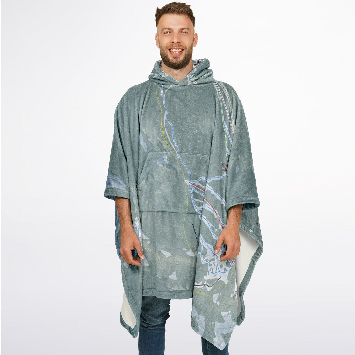 White Pass, Washington Ski Resort Map Flannel Blanket Poncho