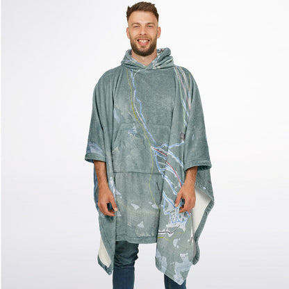 White Pass, Washington Ski Resort Map Flannel Blanket Poncho