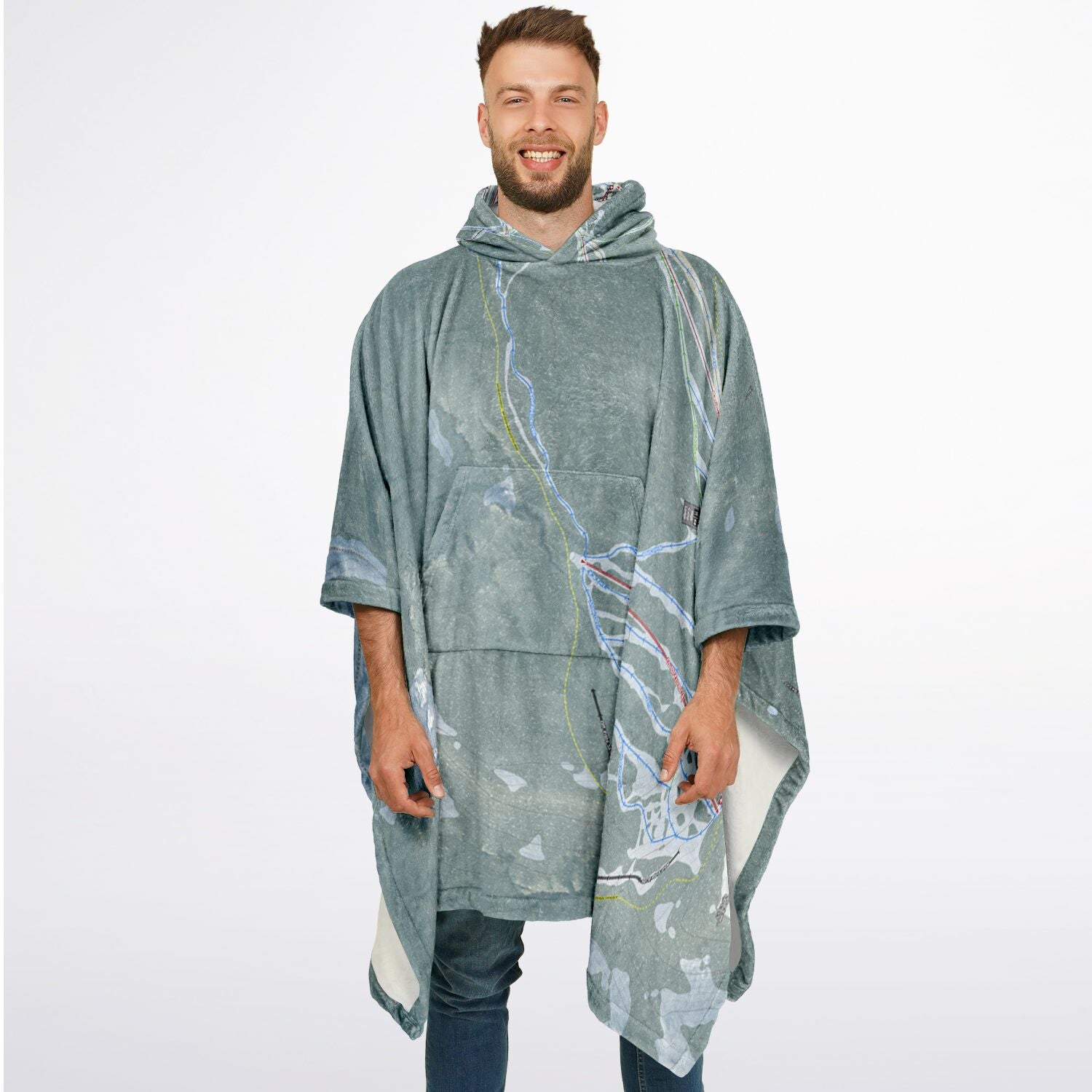 White Pass, Washington Ski Resort Map Flannel Blanket Poncho