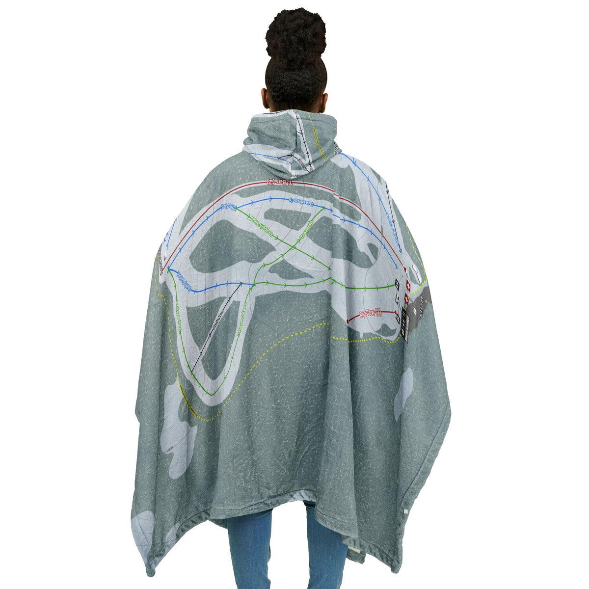 Ferguson Ridge, Oregon Ski Resort Map Flannel Blanket Poncho