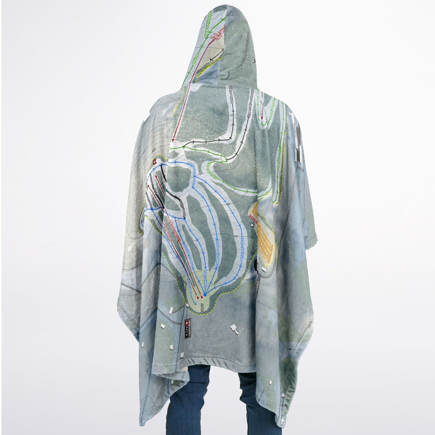 Liberty Mountain, Pennsylvania Ski Resort Map Flannel Blanket Poncho