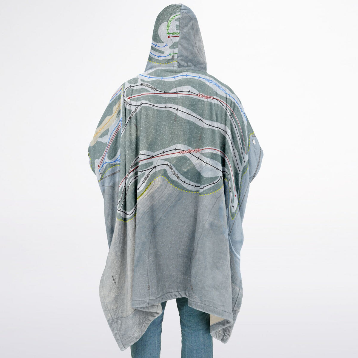 Jack Frost, Pennsylvania Ski Resort Map Flannel Blanket Poncho