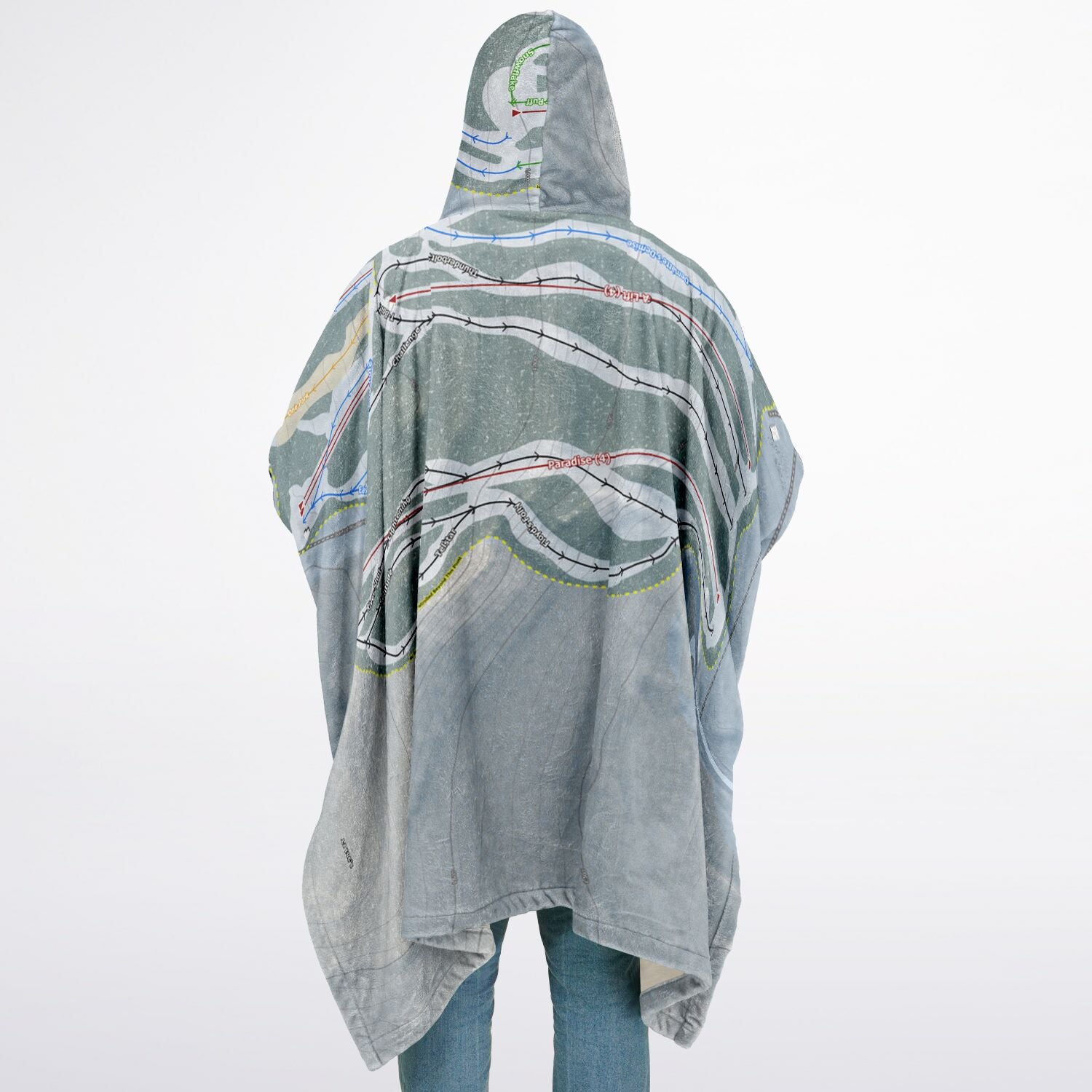 Jack Frost, Pennsylvania Ski Resort Map Flannel Blanket Poncho