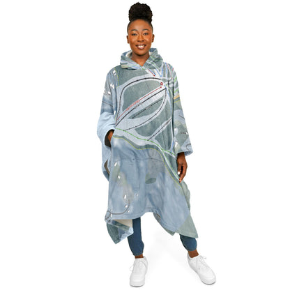 King Pine, New Hampshire Ski Resort Map Flannel Blanket Poncho