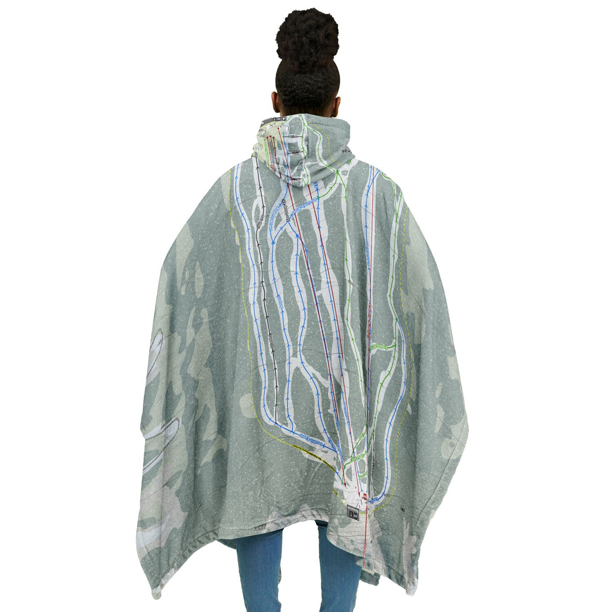 Sandia Peak, New Mexico Ski Resort Map Flannel Blanket Poncho