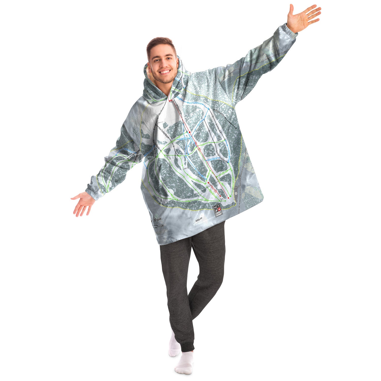 Bear Paw, Montana Ski Trail Map Snug Hoodie