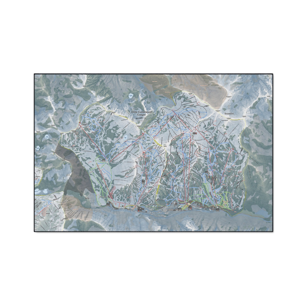 Little Cottonwood Canyon, Utah Ski Resort Map Heavy Duty Floor Mat