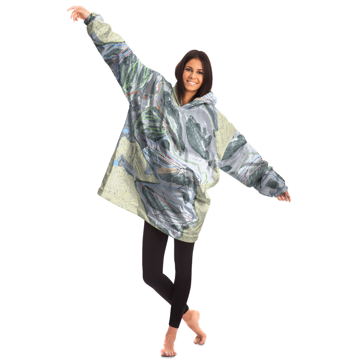 Caberfae Peaks, Michigan Ski Trail Map Snug Hoodie