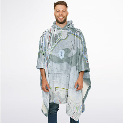 Donner Ski Ranch, California Ski Resort Map Flannel Blanket Poncho