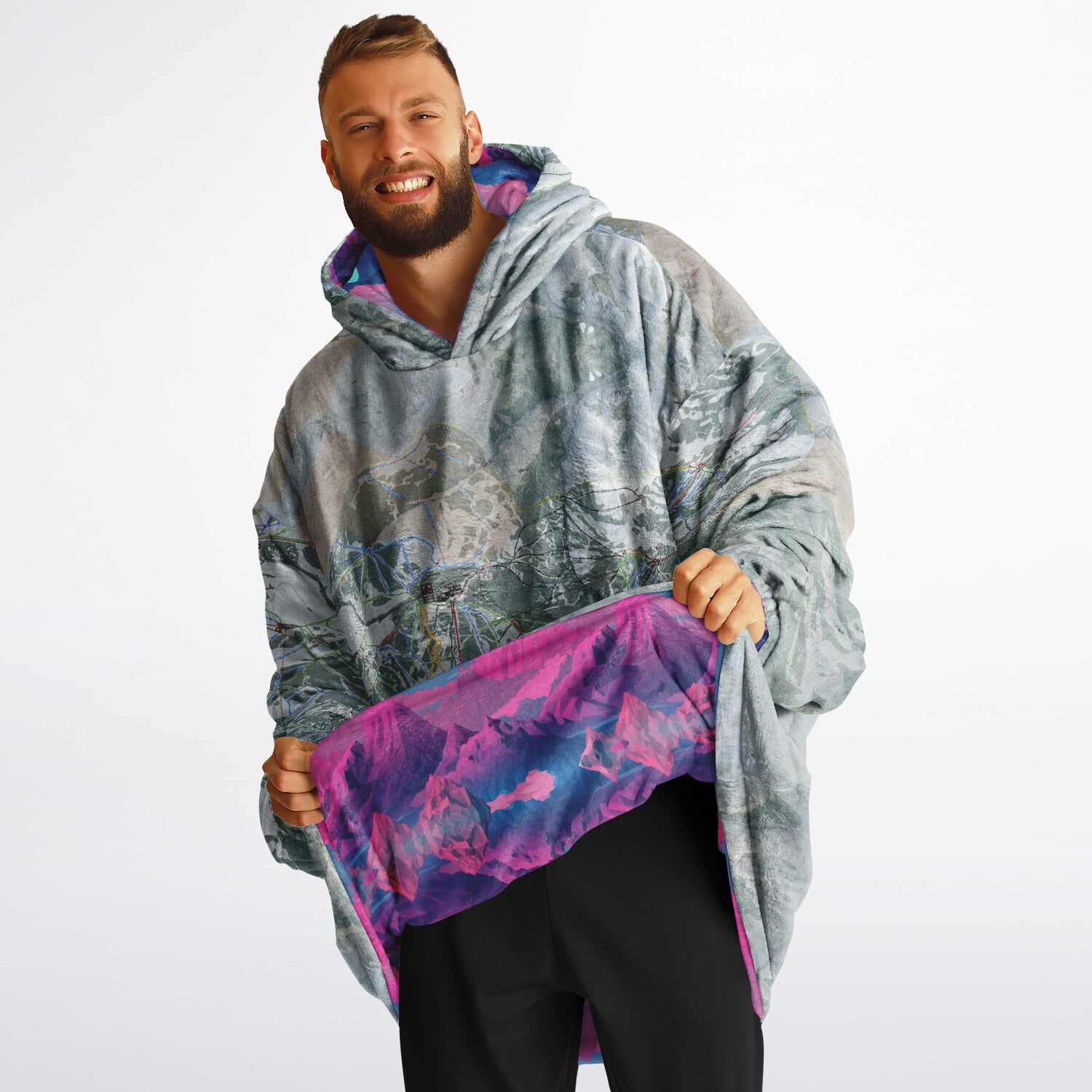 Powder Mountain, Utah Ski Resort Map Reversible Snug Hoodie