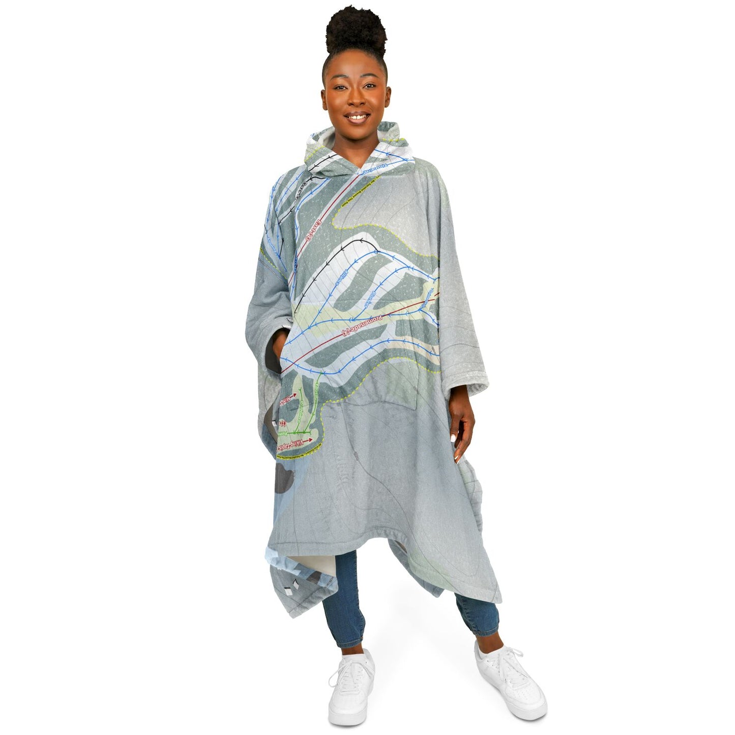 Mont Cascades, Quebec Ski Resort Map Flannel Blanket Poncho