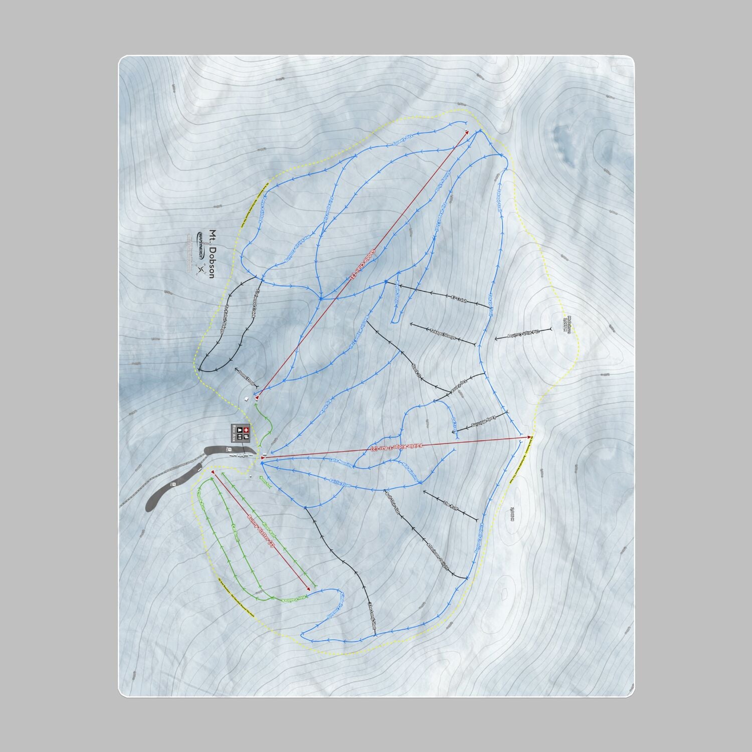 Mt Dobson, New Zealand Ski Resort Map Printed Beach Towel