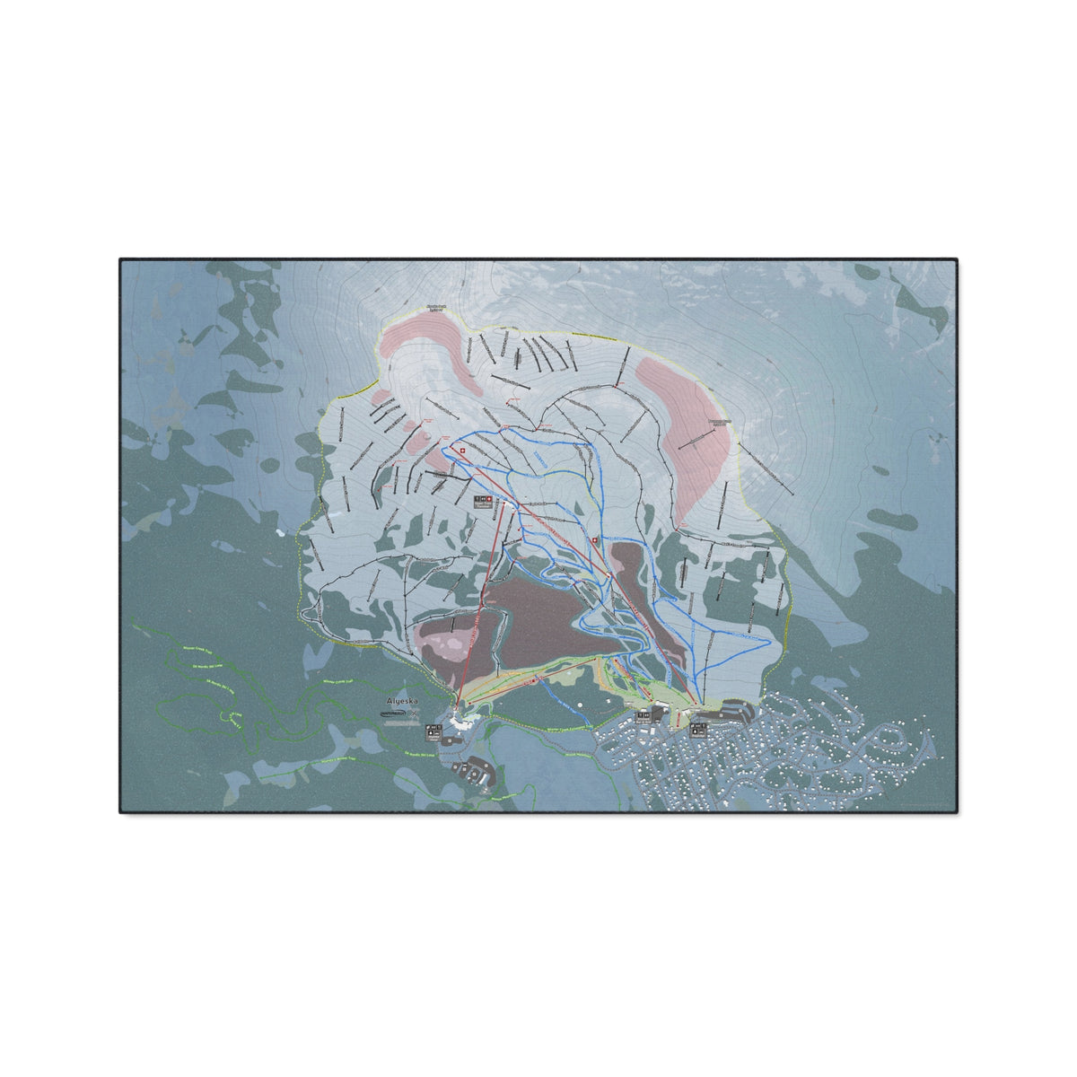 Alyeska, Alaska Ski Resort Map Heavy Duty Floor Mat