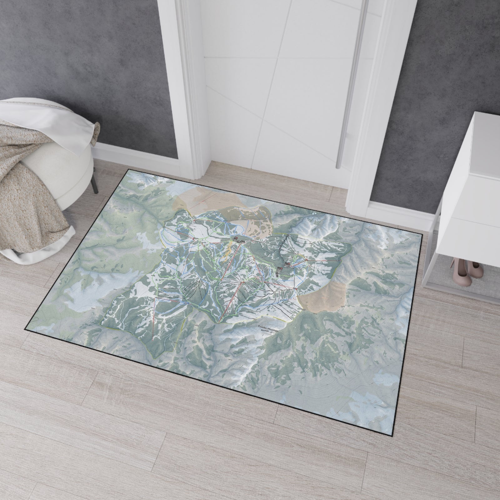 Powder Mountain, Utah Ski Resort Map Heavy Duty Floor Mat