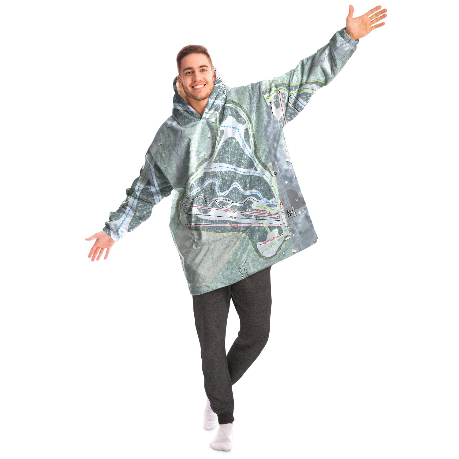 Otis Ridge, Massachusetts Ski Trail Map Snug Hoodie