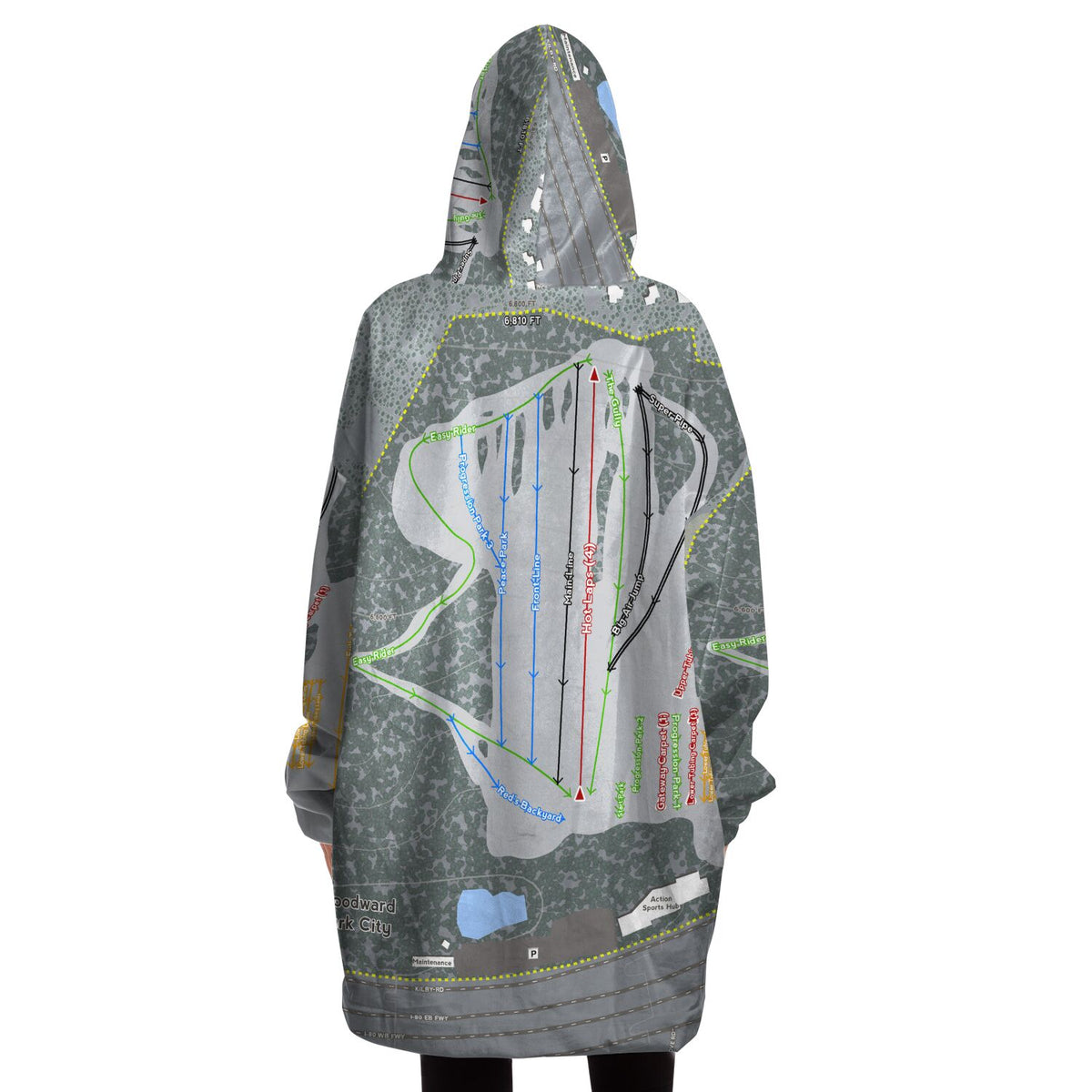 Woodward Park City, Utah Ski Trail Map - Snug Hoodie
