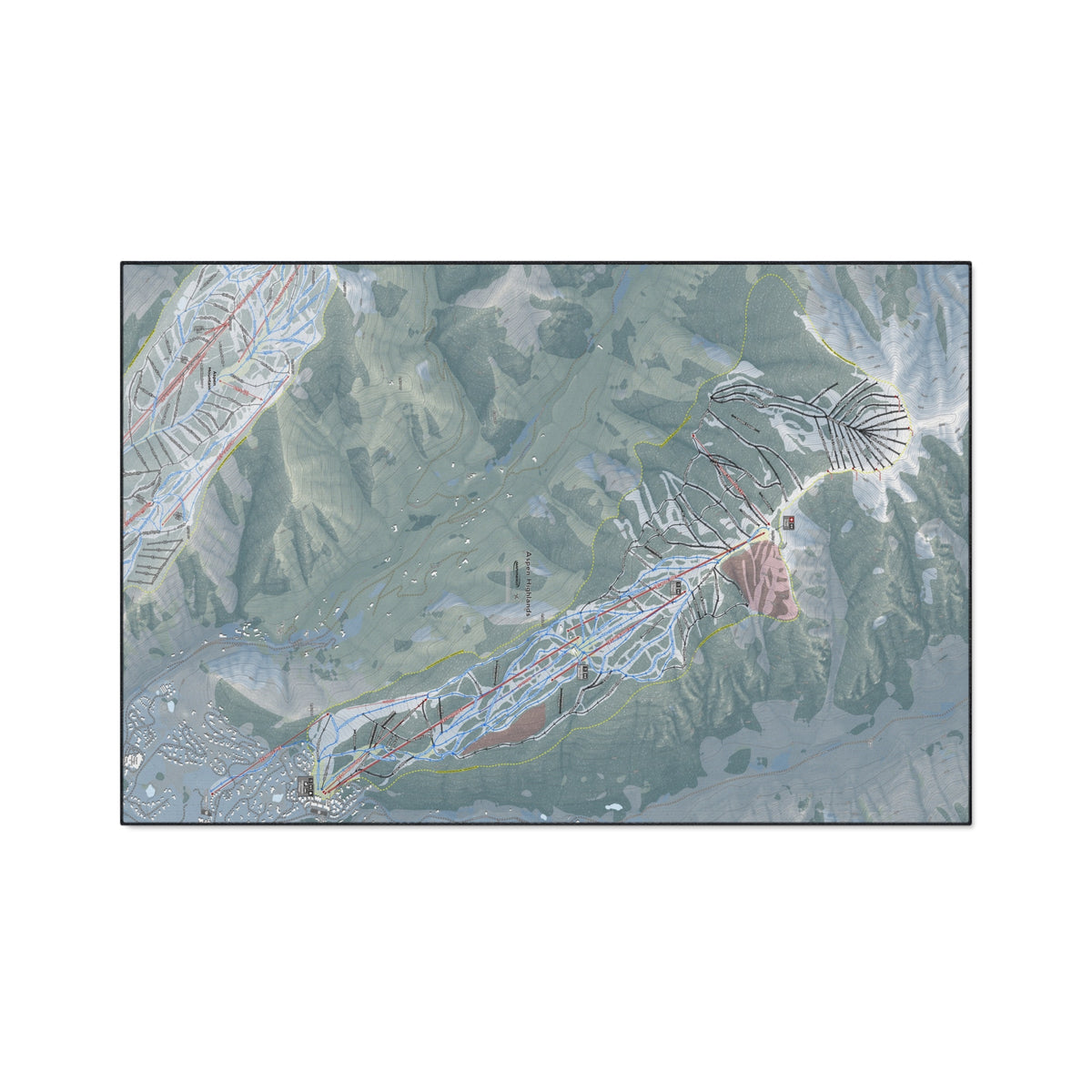 Aspen Highlands, Colorado Ski Resort Map Heavy Duty Floor Mat