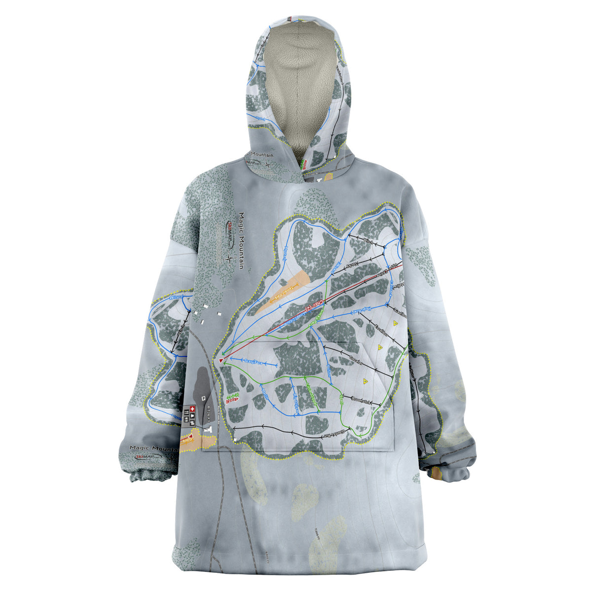 Magic Mountain, Idaho Ski Trail Map Snug Hoodie