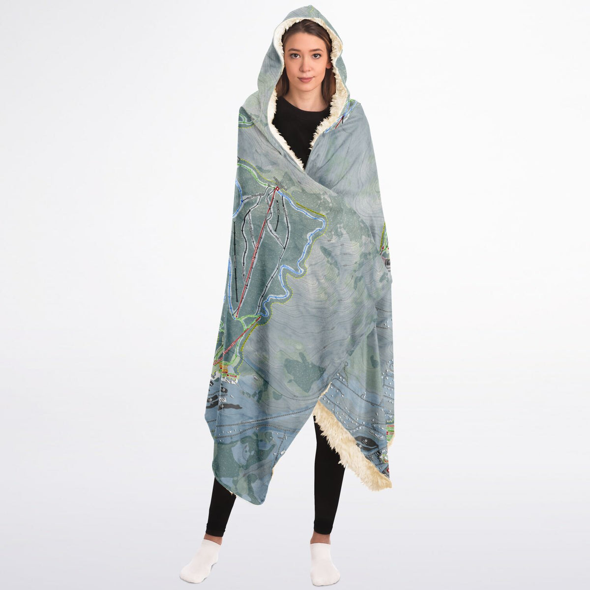 Okemo, Vermont Ski Trail Map - Adult Hooded Blanket - Powderaddicts