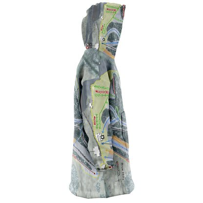 Blue Hills, Massachusetts Ski Trail Map Snug Hoodie - Powderaddicts