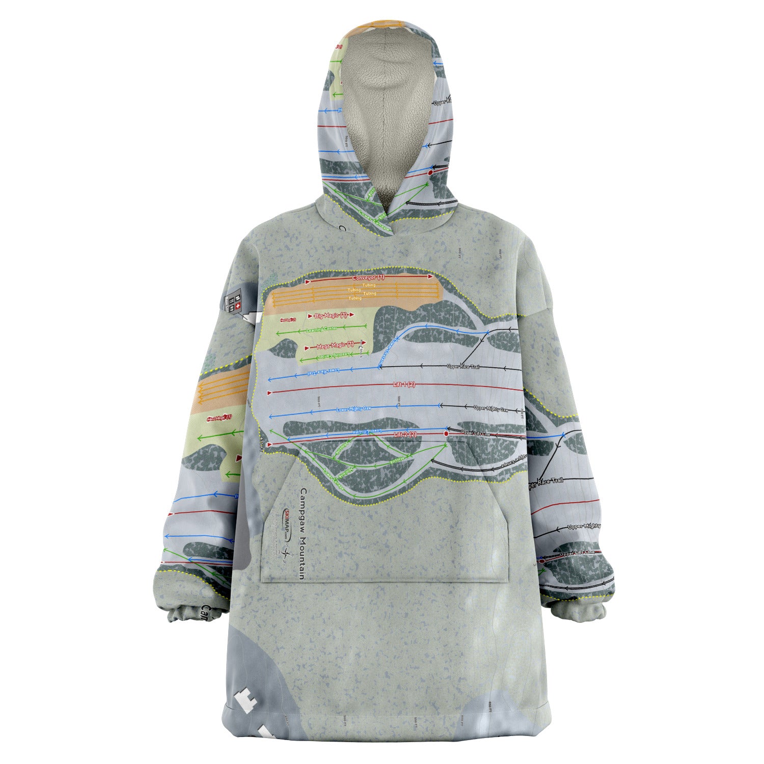 Campgaw Mountain, New Jersey  Ski Trail Map - Snug Hoodie