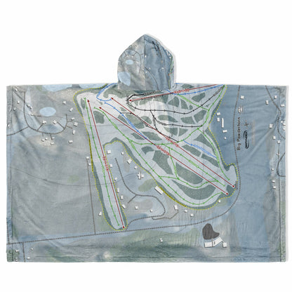 Big Powderhorn, Michigan Ski Resort Map Flannel Blanket Poncho