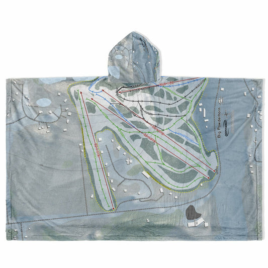 Big Powderhorn, Michigan Ski Resort Map Flannel Blanket Poncho