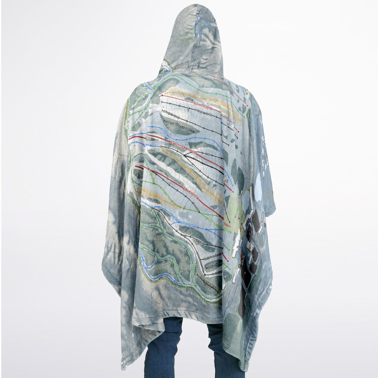 The Highlands, Michigan Ski Resort Map Flannel Blanket Poncho