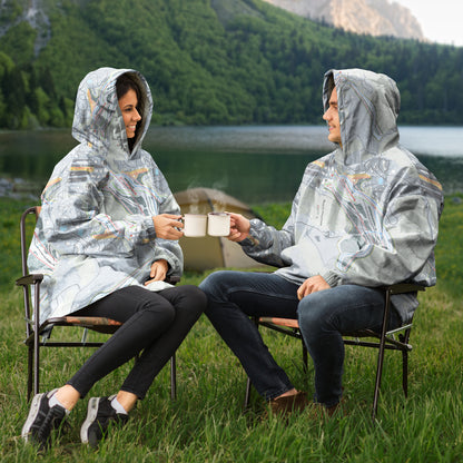 Beech Mountain, North Carolina Ski Trail Map Snug Hoodie - Powderaddicts