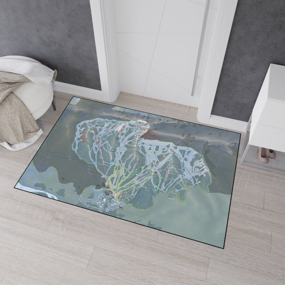 Fernie, British Columbia Ski Resort Map Heavy Duty Floor Mat