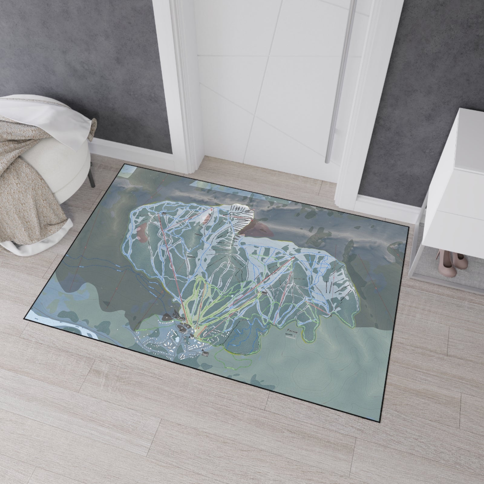 Fernie, British Columbia Ski Resort Map Heavy Duty Floor Mat