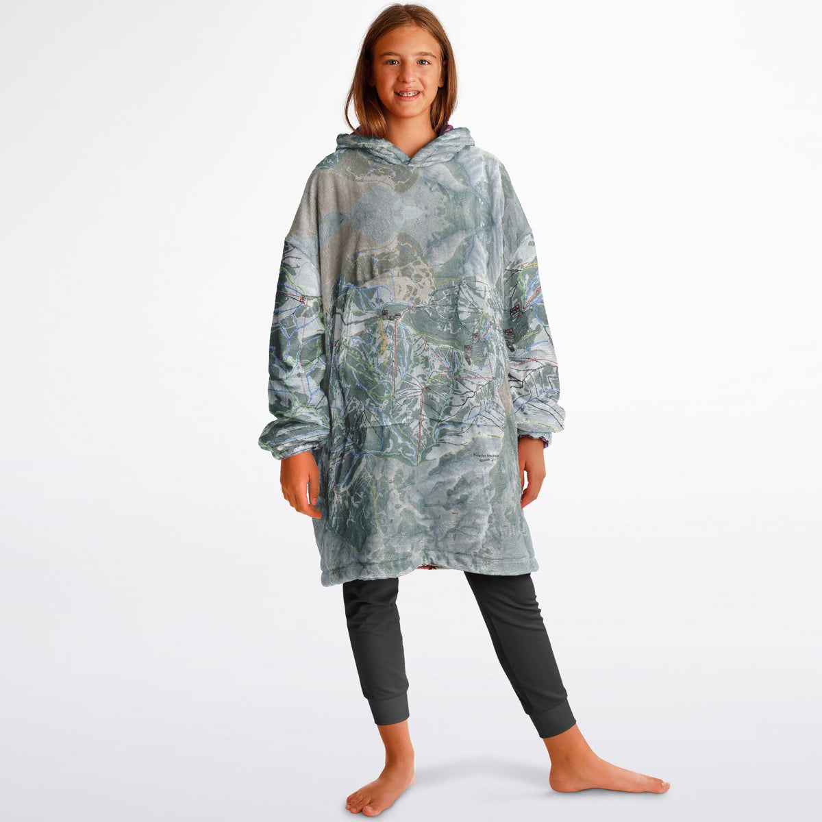 Powder Mountain, Utah Ski Resort Map Youth Reversible Snug Hoodie