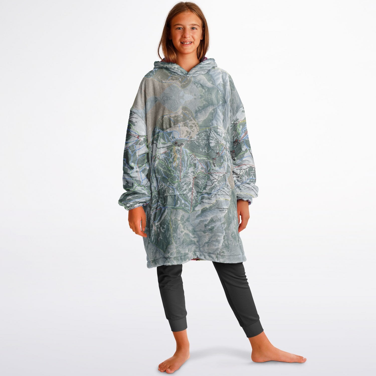 Powder Mountain, Utah Ski Resort Map Youth Reversible Snug Hoodie