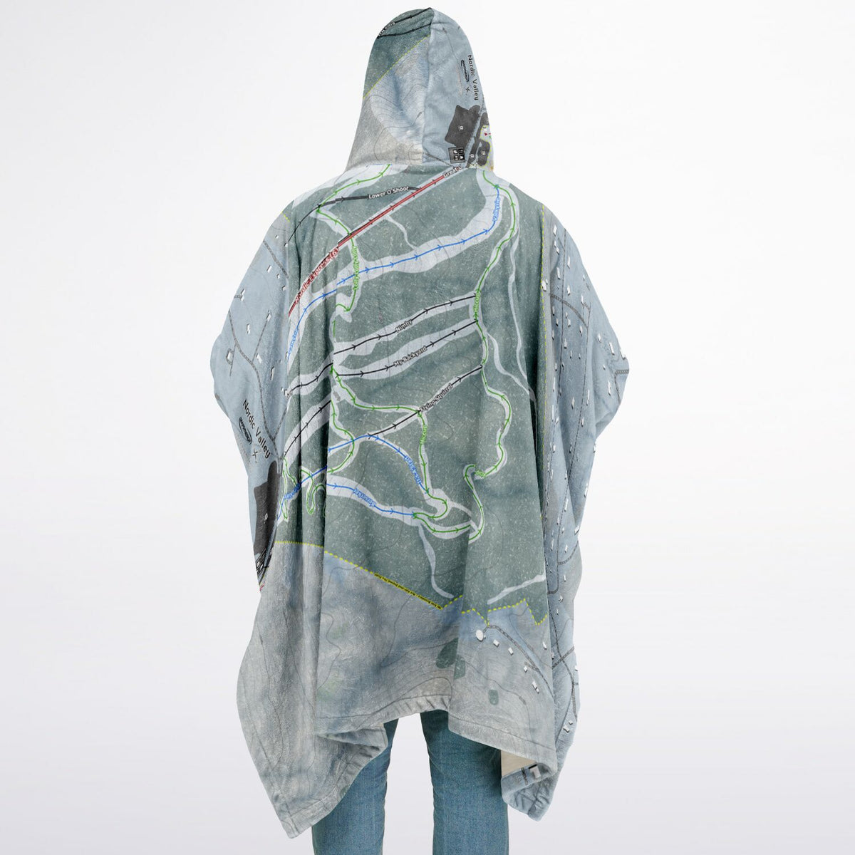 Nordic Valley, Utah Ski Resort Map Flannel Blanket Poncho