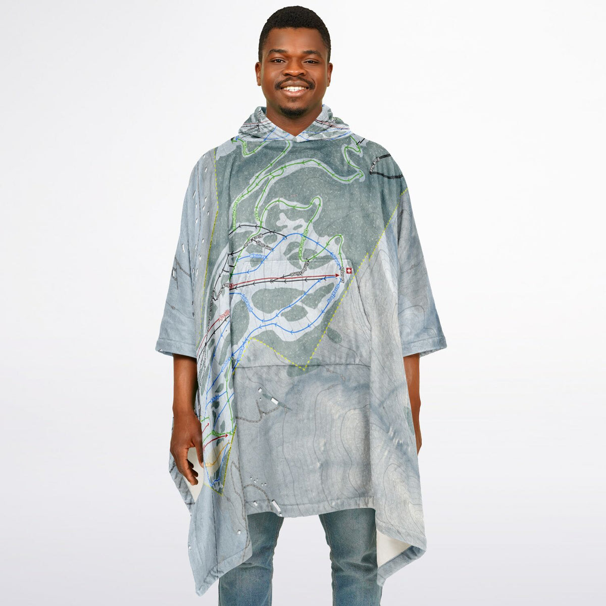 Nordic Valley, Utah Ski Resort Map Flannel Blanket Poncho