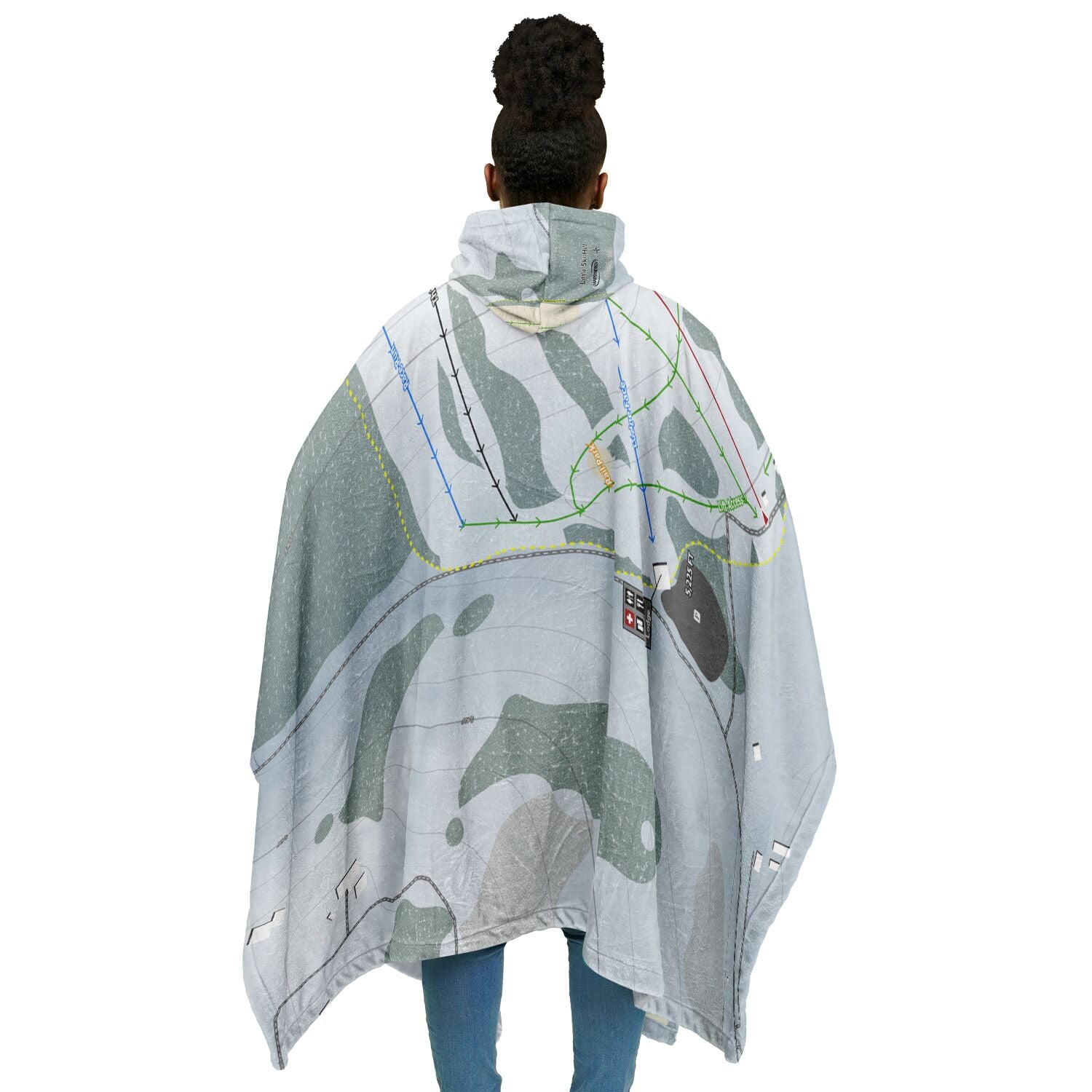 Little Ski Hill, Idaho Ski Resort Map Flannel Blanket Poncho