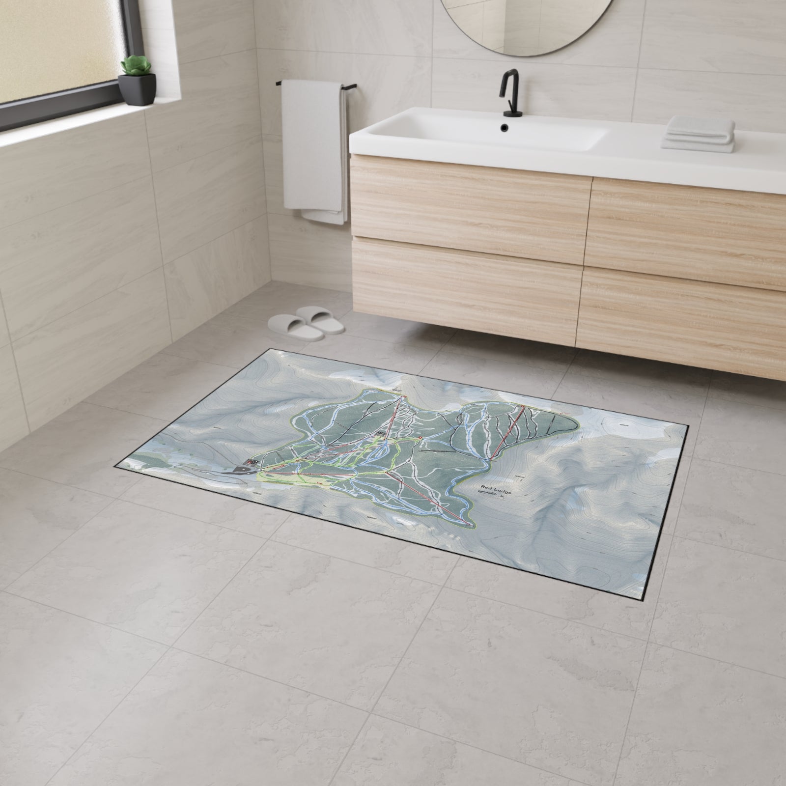 Red Lodge, Montana Ski Resort Map Heavy Duty Floor Mat
