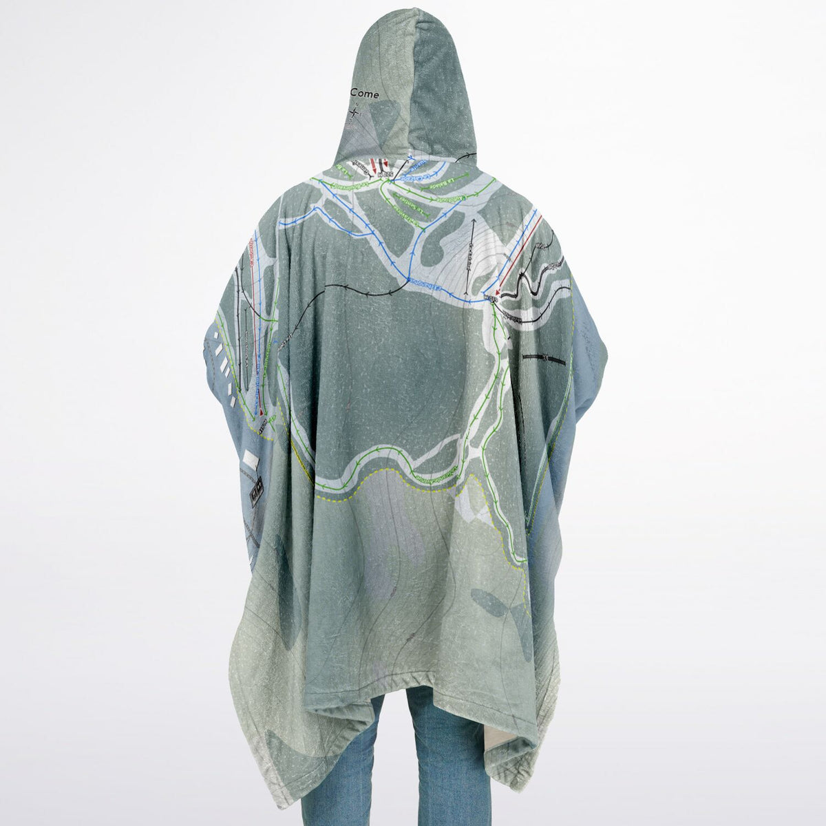 Val Saint-Come, Quebec Ski Resort Map Flannel Blanket Poncho