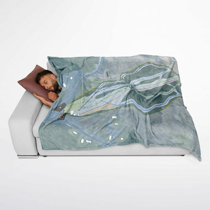 Baker Mountain, Maine Ski Resort Map Flannel Blanket Poncho