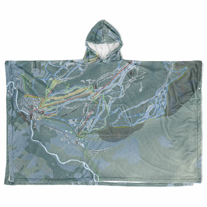 Panorama, British Columbia Ski Resort Map Flannel Blanket Poncho