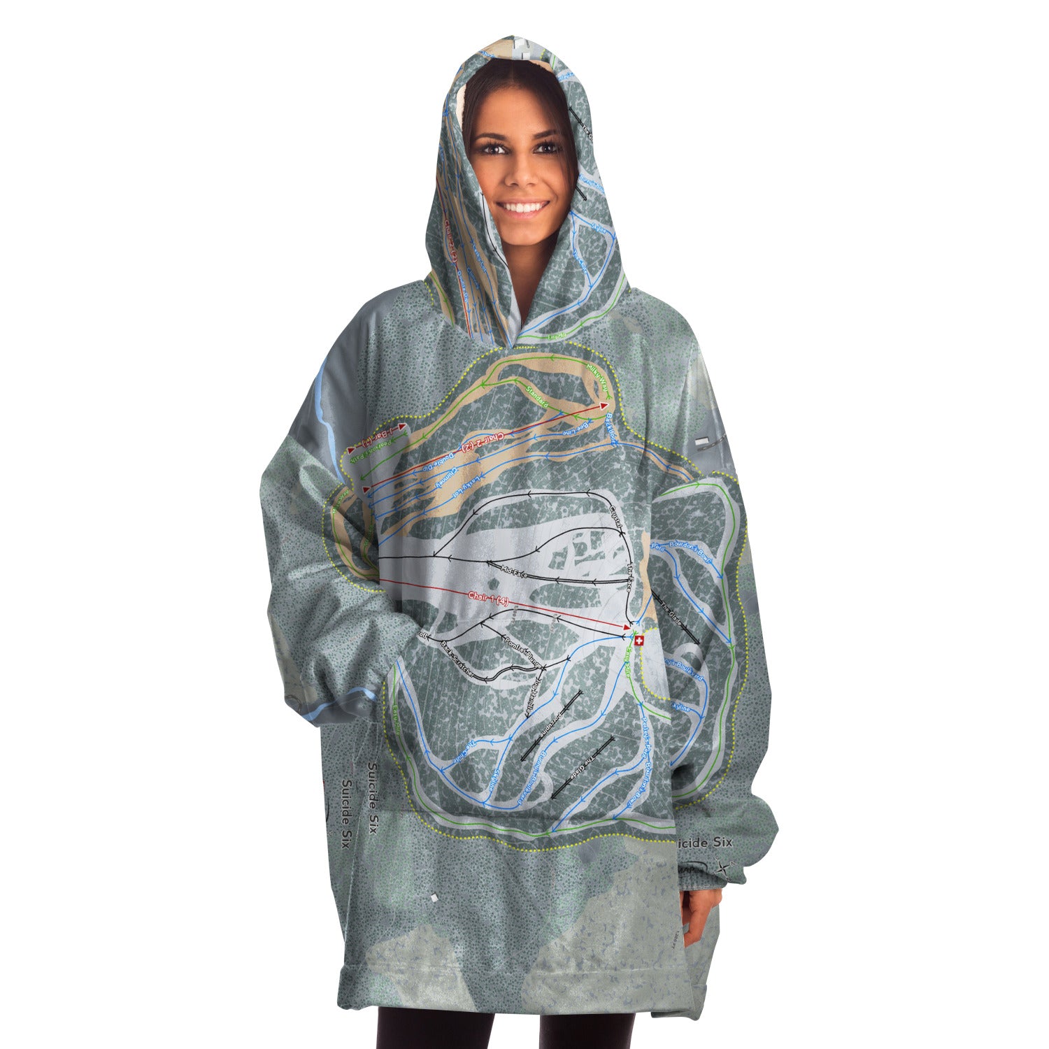 Suicide Six, Vermont Ski Trail Map - Snug Hoodie